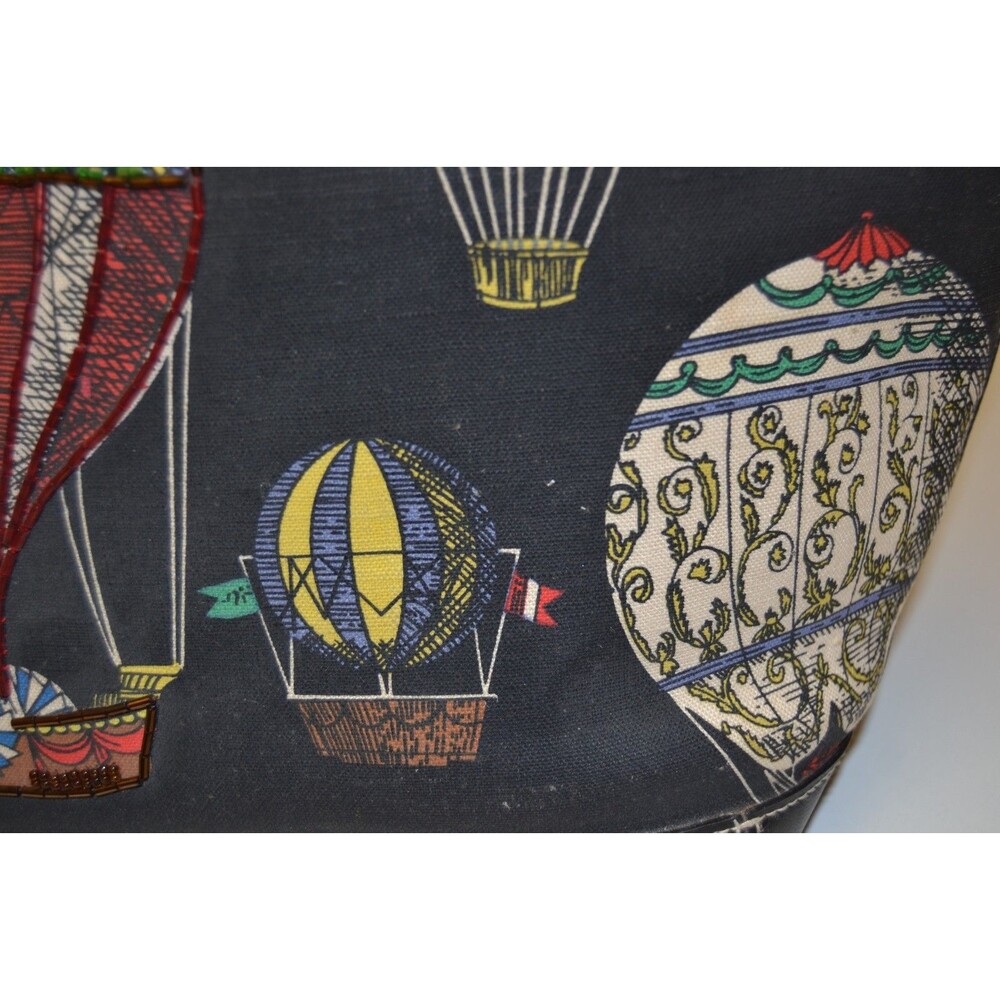 VTG 90's Liz Claiborne Beaded Small Tote Canvas Bag Purse Hot Air Balloons HTF - Picture 5 of 16
